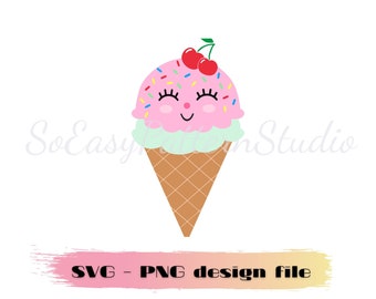 Mignon Ice Cream SVG coupe fichier, fichiers de coupe Cricut, Silhouette coupe fichiers, cornet de crème glacée Png, Double crème glacée svg, svg Summer Party