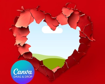 Superposition de coeur en papier déchiré pour la Saint-Valentin, toile et Photoshop, coeur découpé PNG toile de fond numérique, papier déchiré numérique Photoshop