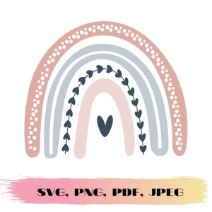 Boho rainbow svg, Cricut Cut Files, Silhouette Cut Files, Baby svg, Png file, Instant Download, Rainbow Sticker SVG File