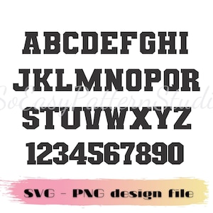 Varsity font Svg, Png, Varsity Alphabet, Cutting File for Cricut, Sports SVG Alphabet, School letters svg, Digital Download