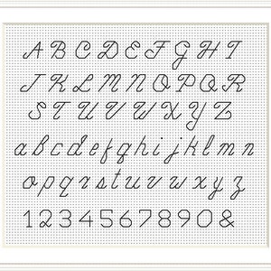 Alphabet cross stitch pattern, Small font Backstitch alphabet, Tiny Alphabets for Cross Stitching, Letters and Numbers for cross stitching