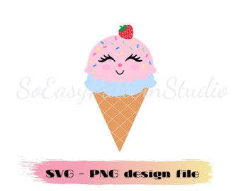 Cute Ice Cream SVG Cut File, Cricut Cutting Files, Silhouette Cut Files, Ice Cream Cone Png, Double Ice Cream svg, Summer Party svg