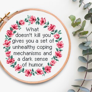 Funny cross stitch pattern Pdf What Doesn&#39;t Kill You Gives You Sarcastic Rude Quote Counted cross stitch Subversive xstitch chart funny gift