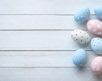 Easter Flat Lay Digital Background, Styled Stock Photography, Add Your Own Products, Spring-Themed Digital Backdrop