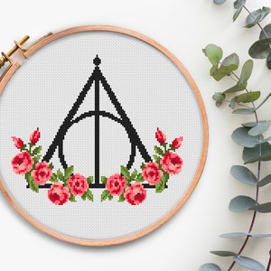 Magic Symbol Cross Stitch Pattern PDF Counted Cross Stitch Chart Easy Xstitch Pattern Floral Cross Stitching Wizard Cross Stitch Design