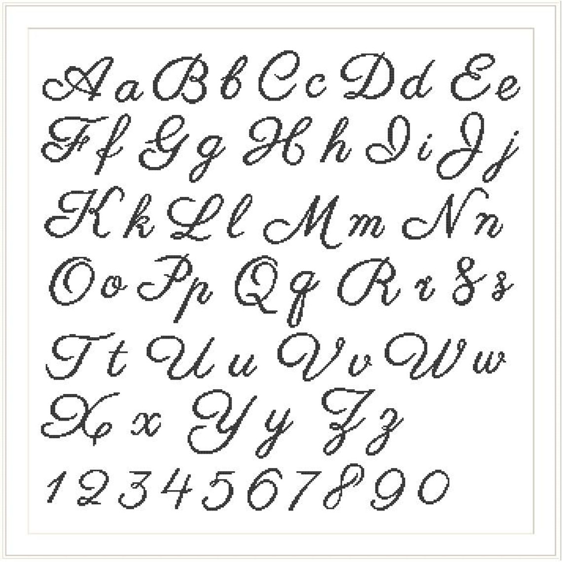 Alphabet Cross Stitch Pattern Calligraphy Font Letters Cross Stitch Pdf ...
