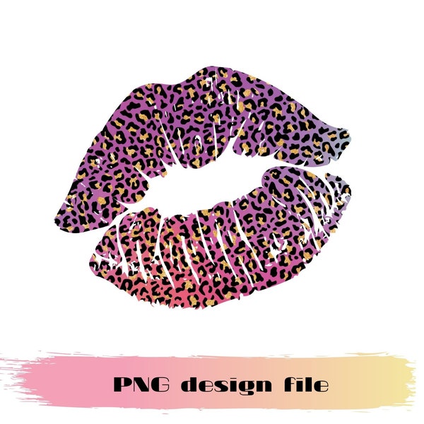 Leopard Lips Png, Pink Lips Kiss Png, Love Kiss Designs, Shirt, Animal Print, Cheetah, Glitter, Rainbow, Sublimation, Digital Download