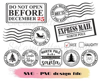 North pole express postal bundle, Special Delivery Svg, Christmas Eve Box, Christmas Stamps SVG , Cut file for cricut, cameo, silhouette