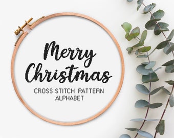 Alphabet cross stitch pattern Calligraphy Font Letters cross stitch Pdf pattern Text cross stitch chart Hand Drawn Alphabet Cross stitch