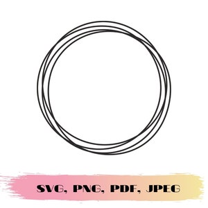 Ramka koła svg, Ramka monogramu koła SVG, Pliki do cięcia sylwetki, Szkic koła svg, Koło svg, Doodle Circle Cricut svg, Ramka Png