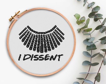 Je dissidence RBG motif de point de croix Notorious Necklace Cross Stitch chart Feminist cross stitch Easy Cross Stitch Ruth Bader Ginsburg
