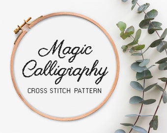Alphabet cross stitch pattern Calligraphy Font Letters cross stitch Pdf pattern Text cross stitch chart Hand Drawn Alphabet Cross stitch