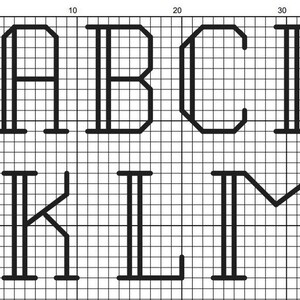 Alphabet Cross Stitch Pattern, Backstitch Alphabet Letters Cross Stitch ...