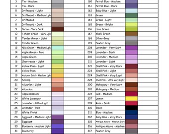 Free DMC Color Chart And Substitutions List - Download in PDF, Illustrator