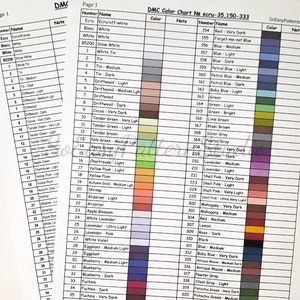 DMC Floss Color Chart PDF Download File DMC Threads Color Shade Chart ...