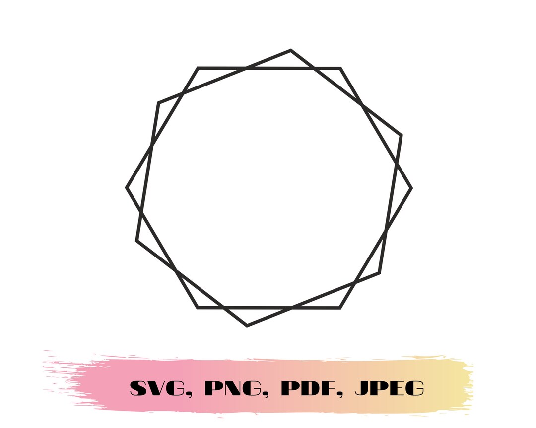 Hexagon Frame SVG Monogram Frame SVG Geometric Frame Etsy