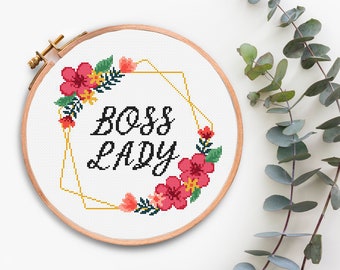 Boss Lady Cross Stitch pattern PDF Subversive Cross Stitching Chart Feminist Cross Stitch Design Sassy Sarcastic Quotes xstitch patterns
