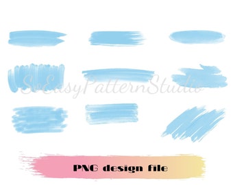 Blue pastel brush Strokes background clipart Png, Hand drawn brush strokes bundle, paint brush pastels colors png files for sublimation