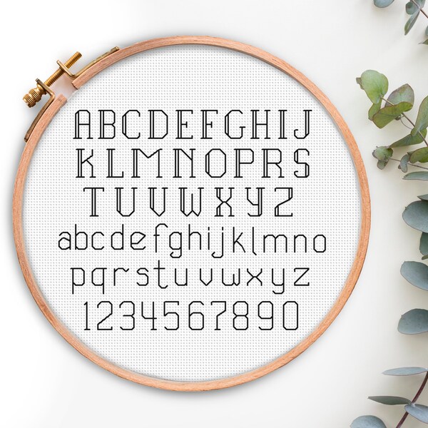 Alphabet cross stitch pattern, Backstitch alphabet Letters cross stitch Pdf pattern Text cross stitch chart Small alphabeth cross stitching