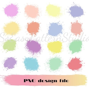 Watercolor Splatters Textures background clipart Png, Splashes brush strokes bundle, paint brush pastels colors png files for sublimation