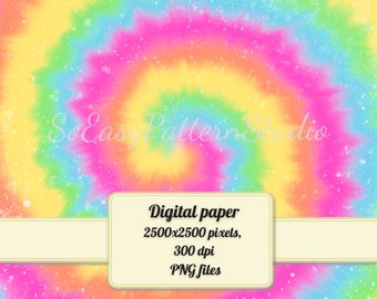 Tie-Dye Digitaal Papier, Tie Dye Distressed Splatter Paint, Spiral Rainbow Tie Dye, Digitale download Sublimatie Achtergrond