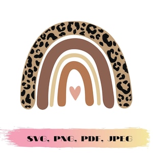 Leopard Rainbow svg, Rainbow svg, arquivos Cricut Cut, arquivos de corte de silhueta, Rainbow Baby svg, arquivo Png, download instantâneo, arquivo SVG de adesivos