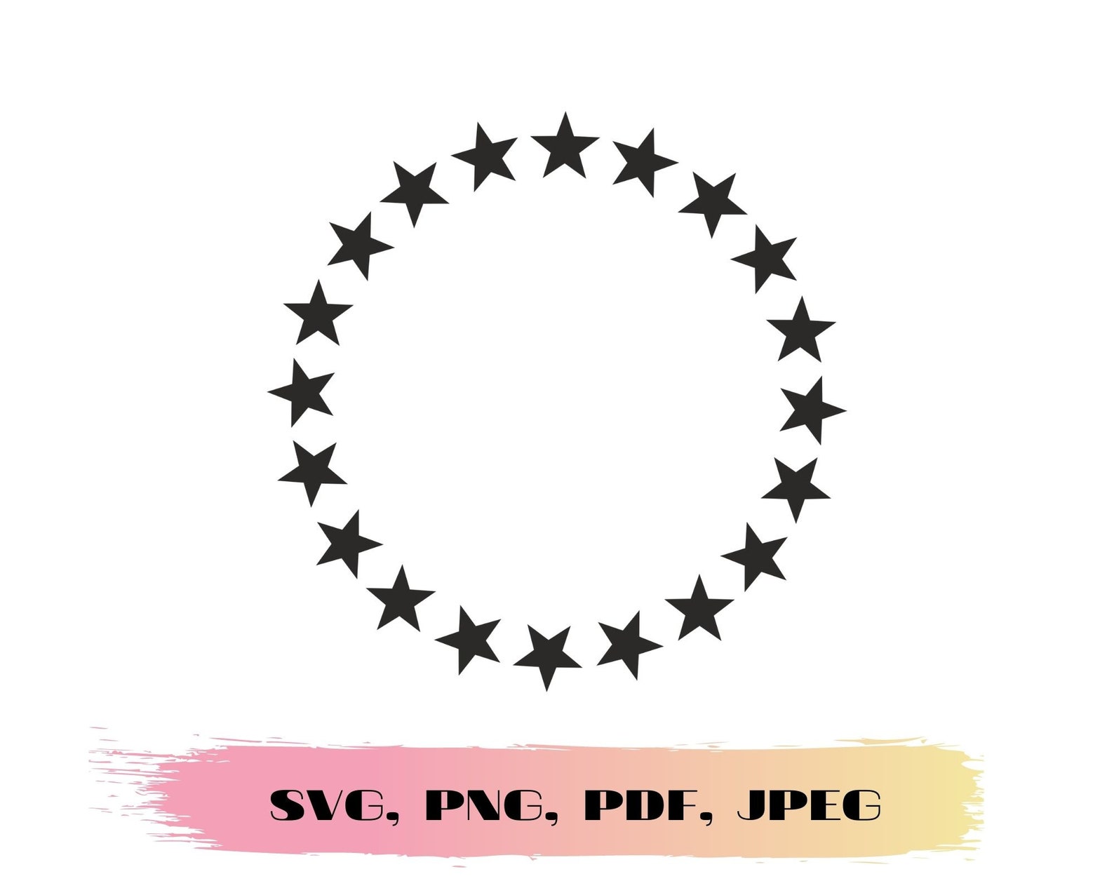 Curved Rounded Star Svg Star Circle SVG Files Star Wreath Frame Svg Cut Files Monogram Frame ...