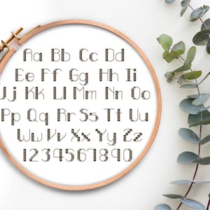 Alphabet cross stitch Pdf pattern Letters cross stitch chart Backstitch alphabet Counted xstitch patterns Easy Small Font cross stitching