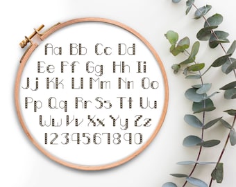 Alphabet cross stitch Pdf pattern Letters cross stitch chart Backstitch alphabet Counted xstitch patterns Easy Small Font cross stitching