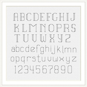 Alphabet cross stitch pattern, Backstitch alphabet Letters cross stitch Pdf pattern Text cross stitch chart Small alphabeth cross stitching