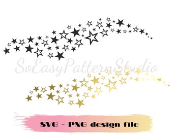 Star svg files for cricut, A wave of stars Png, gold stars, silhouette cut files, galaxy svg, sparkle star clipart png, Stars background svg