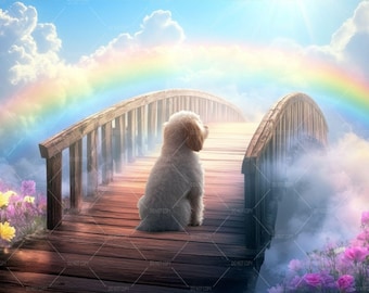 Rainbow Bridge Digital Backdrop, Pets Memorial Background, Pet Loss Photography Background, Way to Heaven Sympathy Digital Download