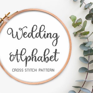 Alphabet cross stitch pattern Calligraphy Font Letters cross stitch Pdf pattern Text cross stitch chart Hand Drawn Alphabet Cross stitch