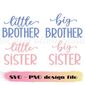 Irmão mais velho Svg, Irmã mais velha Svg, Irmão mais novo Svg, Irmã mais nova Svg, Pacote de família SVG, arquivos de design PNG,