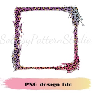 Distressed leopard paint frame Png, Leopard paint splatter sublimation design bundle, Digital download, cheetah frame background sublimation