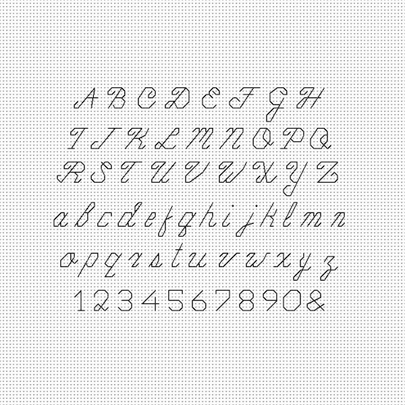 Alphabet Cross Stitch Pattern, Small Font Backstitch