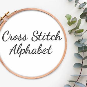 Alphabet cross stitch pattern Calligraphy Font Letters cross stitch Pdf pattern Text cross stitch chart Hand Drawn Alphabet Cross stitch