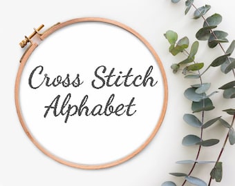 Alphabet cross stitch pattern Calligraphy Font Letters cross stitch Pdf pattern Text cross stitch chart Hand Drawn Alphabet Cross stitch