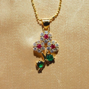 24k Gold Filled Flower Necklace | Texan Wild Flower Necklace, Crystal Necklace, Gold Filled Necklace, Mother&#39;s Day Gift, Flower Pendant