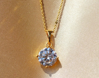 24K Kohinoor Diamond Necklace | Crystal Necklace, Gold Diamond Pendant, Elegant Necklace, Gold Filled