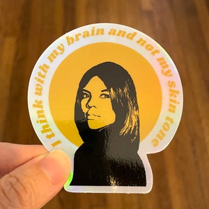 Candace Owens holographische Aufkleber | Ich denke mit meinem Gehirn nicht meine Haut Ton | Konservative Frauen Aufkleber | Republikanische patriotische Aufkleber