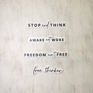 Gratis Thinker Sticker Set (Pakket van 4) | Conservatieve laptopstickers | Republikeinse GOP Die-cut Sticker | Amerikaanse Patriot | Patriottische Stickers
