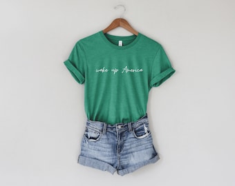 Wake Up America (White) Women's Short Sleeve Tee | Cuteservative Shirts | Conservative Tees | Republican Gifts | American Patriot