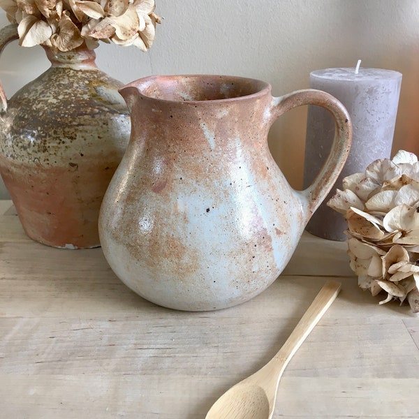 Vintage French stoneware brown pitcher jug country kitchen farmhouse hygge Nordic decor