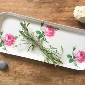 Limoges rose floral porcelain long serving plate Vintage Limoges NBD