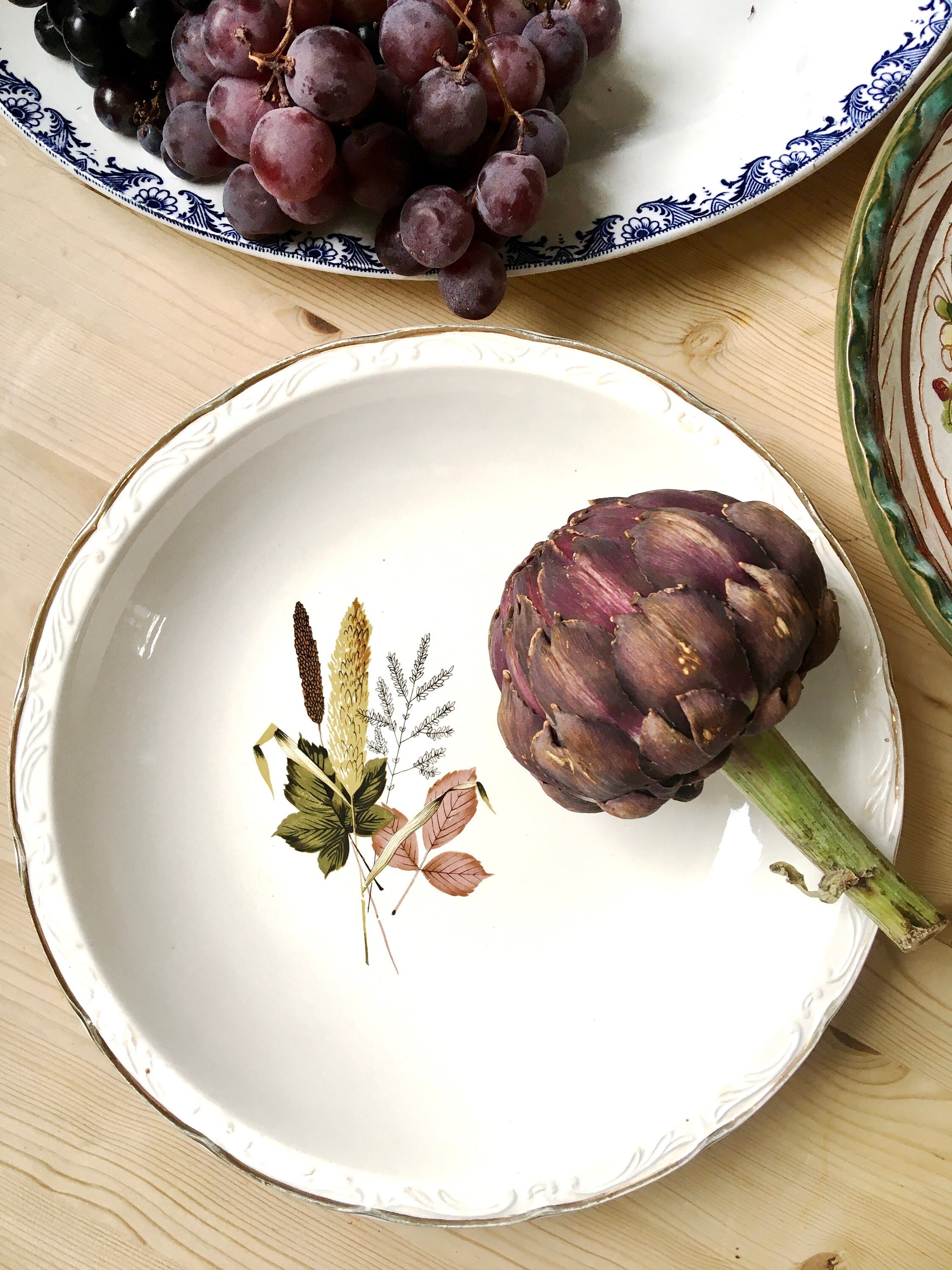 Millésime Français Estampillé Faïence de Sarreguemines Digoin Salade Bol Fruits en Porcelaine Assiet