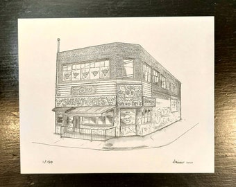 Sneaky Dee's, circa 2009, Toronto - Art - Risograph Print