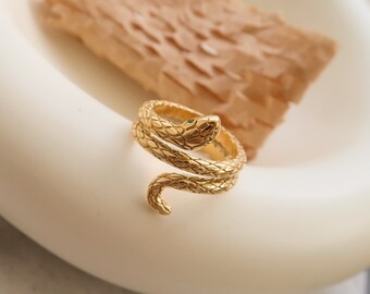 ring / 18K Gold Snake Ring • Statement Gold Thick Band • Snake Wide Ring • Snake Ring • Stackable Gold Ring • Minimal Ring