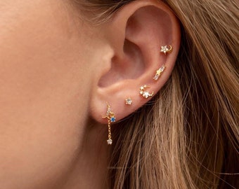 / Ensemble de boucles d'oreilles en or,Ensembles de clous d'oreilles,Ensembles de boucles d'oreilles,Ensemble de boucles d'oreilles en zircone délicate,Cadeau d'anniversaire pour elle