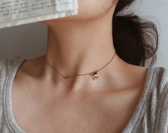 Rose Gold Butterfly Necklace Butterfly Choker Necklace Plated in 18k Gold Perfect for Women,Girls Dainty Charm Silver Stainless Steel Chain Butterfly Pendant Necklace 